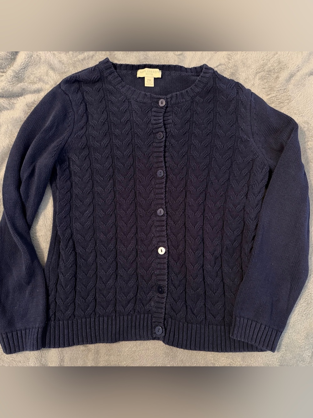 Appleseed's Petite Womens Cardigan Button Down Sweater Navy Size Petite Medium